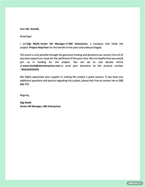 editable donation request letter template  word google docs pages