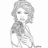 Tattoo Coloring Pages Body Color Adults Tattoos Lady Dover Books Designs Book sketch template