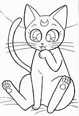 Sailor Moon Coloring Luna Pages Anime Dibujo Book Cat Malvorlagen Printable Drawing Dibujos Para Colorear Gato Kawaii Color Gatito Gif sketch template