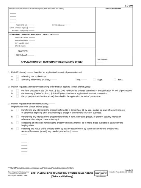 declaration restraining order sample  template pdffiller