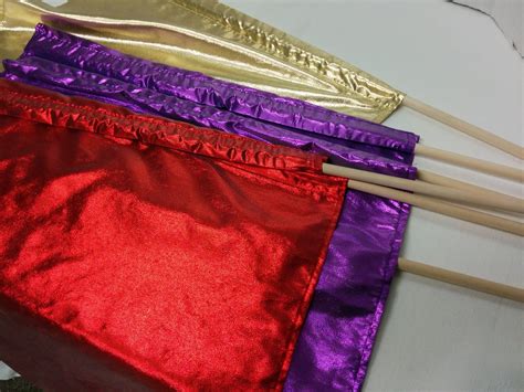 purple square flag handmade with pole tissue lame praise dance