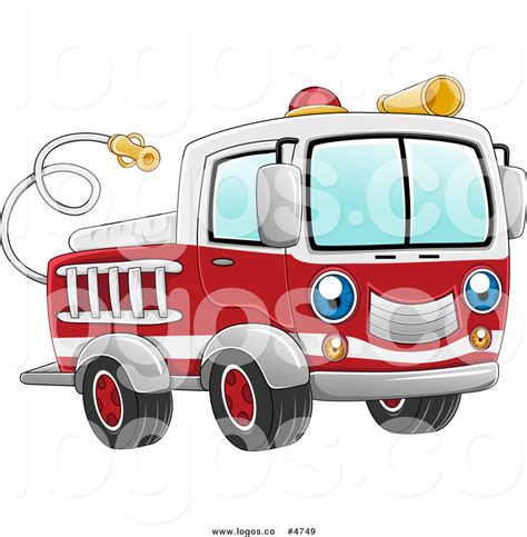 Royalty Free Vector Of A Blue Eyed Fire Truck Logo By Bnp