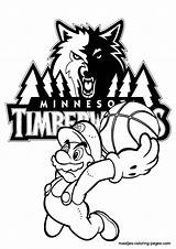Coloring Pages Timberwolves Minnesota Mario Nba Basketball Super Playing Browser Window Print sketch template