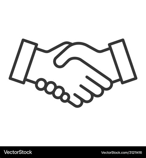 handshake icon  white background  style vector image