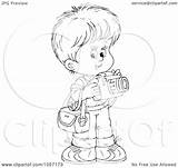 Coloring Boy Taking Outline Illustration Cute Royalty Clip Bannykh Alex Clipart sketch template