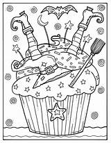 Halloween Pages Coloring Color Adult Cupcakes Etsy Digital Cupcake Coloriage Book Spooky Instant Imprimer Digi Stamp Witch Sold Kids Visiter sketch template