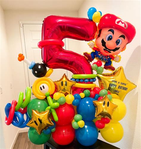 Mario Bros Balloon Bouquet Mario Bros Birthday Mario Bros Birthday