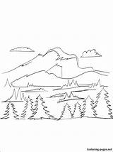Coloring Pages Mountain Landscape Templates Color Drawing Forest Adult Scenery Summer Paint 1coloring Getcolorings Painting Colouring Scene sketch template