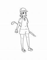 Golf Coloring Playing Young Girl Pages sketch template