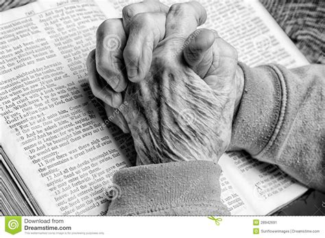Elder Woman S Hands On Bible Stock Image Image 28942691