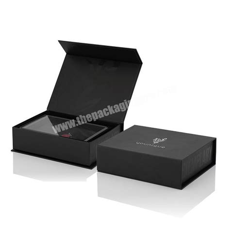 custom logo foldable black cardboard magnet box magnetic packaging gift