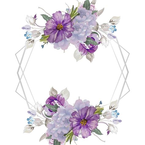 set elegant purple watercolor flower floral frame wedding invitation