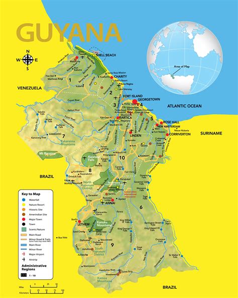 map  guyana  natural regions images   finder