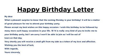 happy birthday letter sample letter format templates