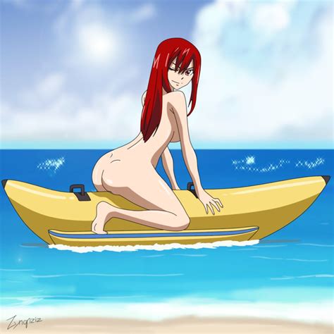 rule 34 1girls banana beach completely nude erza scarlet