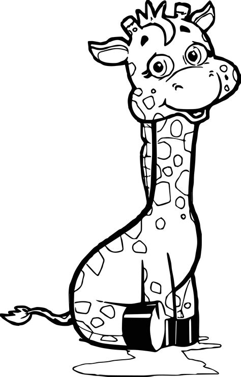 giraffe sitdown cartoon coloring page wecoloringpagecom