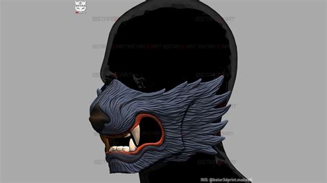 stl file wolf face mask cosplay high quality details  print model