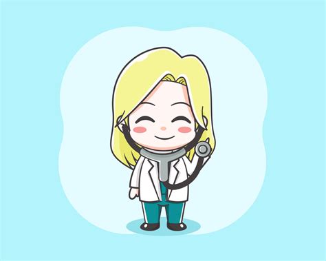 cute doctor girl cartoon illustration  vector art  vecteezy