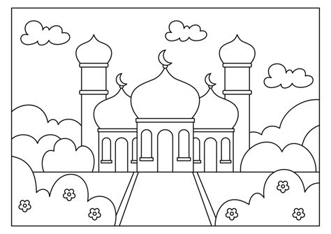 gambar mewarnai masjid tiga kubah bustanulathfalschid