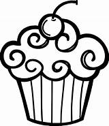 Cupcake Outline Clip Clipart Cliparts sketch template