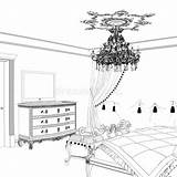 Schets Binnenlandse Grafische Slaapkamer Uitstekende Annata Grafico Schizzo Appartamento sketch template