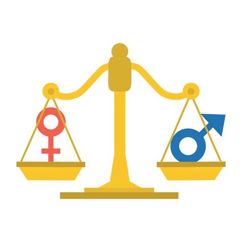 gender equality concept gender symbols balancing   scale