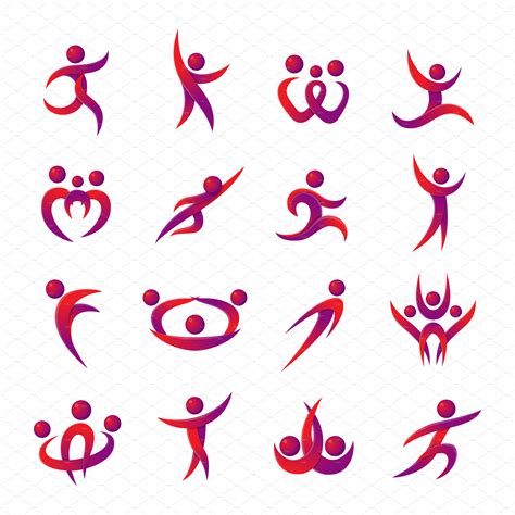 abstract people logo silhouettes illustrator graphics creative market