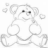 Coloring Heart Bear Pages Printable sketch template