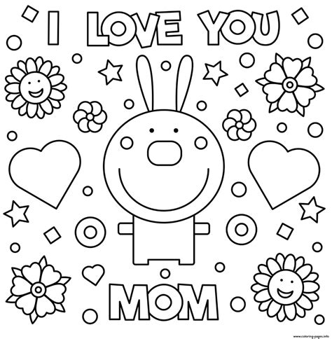 mothers day rabbit  love  mom coloring page printable