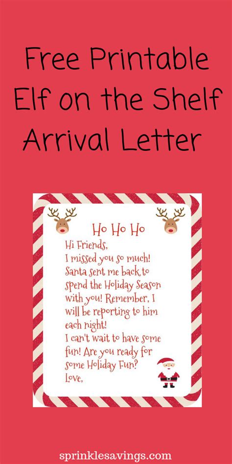 printable elf  shelf arrival letter web