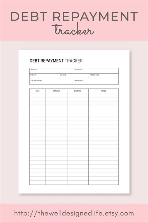 debt payment tracker printable debt payoff planner debt snowball