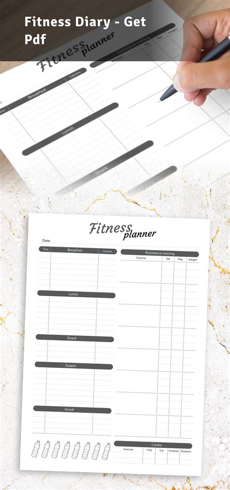 fitness journal printable page weekly workout planner etsy fitness
