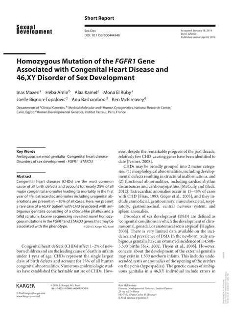 pdf homozygous mutation of the fgfr1 gene associated with congenital
