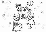 Unicorn Coloring Rainbow Pages Printable Stars Girls Color Print sketch template