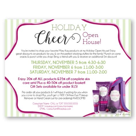 mary kay holiday cheer open house invitation customize this entire postcard to perfectly fit