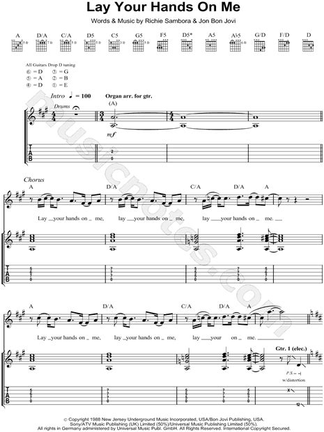 Bon Jovi Lay Your Hands On Me Guitar Tab In A Major Download