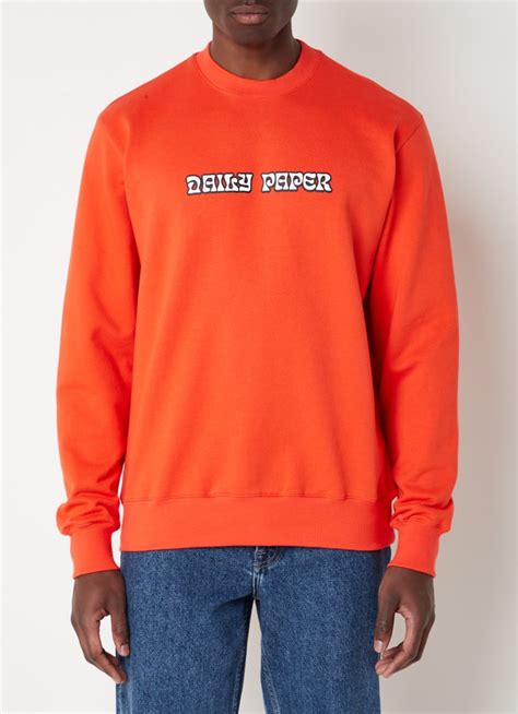 daily paper pertas sweater met logoprint oranjerood de bijenkorf