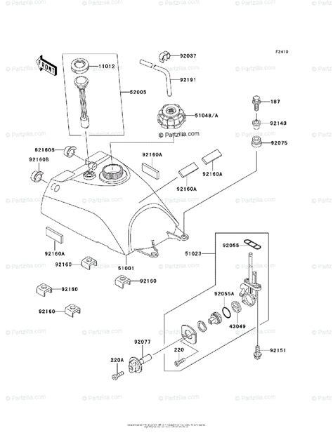 kawasaki atv  oem parts diagram  fuel tank partzillacom