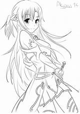 Sword Coloring Sao Pages Lineart Anime Asuna Yuuki Drawing Deviantart Kolorowanki Manga Colouring Drawings Adult Dibujos Colorear Color Getcolorings Sketch sketch template