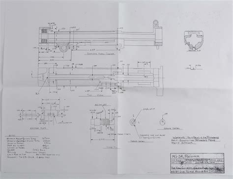 lot detail partially reconstituted german mg  machine gun receiver parts wdimensional diagram