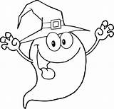 Halloween Ghost Coloring Pages Smiling Cute Cartoon Printable Witch Outline Hat Drawing Tattoo High Getdrawings Template Categories Tattooimages Biz Supercoloring sketch template