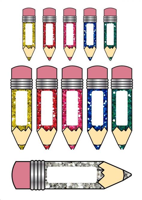 glitter pencil  tagscards  diff sizes classroom  tags