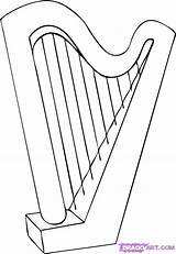 Harp Step Harps Instrument Arpa Sketch Dragoart Musicales Instrumentos Colorare Disegnare Beanstalk sketch template