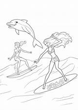 Barbie Colorir Desenhos Surfando Golfinho Desenhospracolorir Amigas sketch template