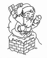 Santa Coloring Pages Christmas Claus Chimney House Printable Kids Clause Down Print Sheets Chimneys Clipart Pit Into Entering Color Reindeer sketch template