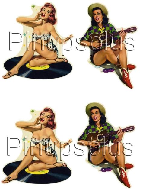 Ukulele Cowgirl Record Girl Rockabilly Pinup Decals By