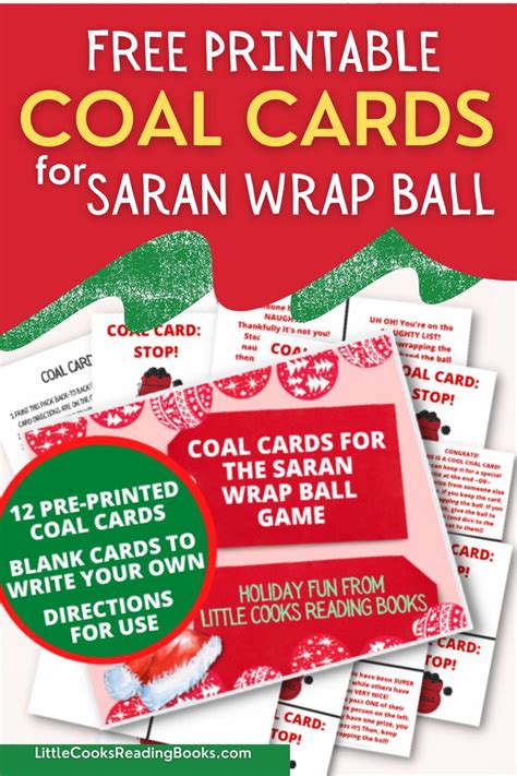 coal card printable  saran wrap game saran wrap ball game