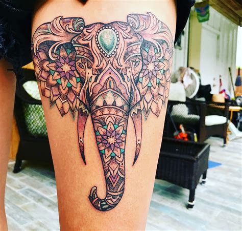 tattoosyogaandrecovery elephant tattoo design leg tattoos women