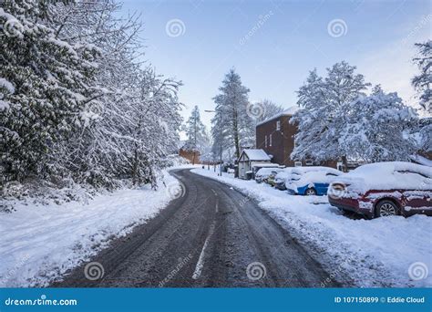 british suburban area  heavy snow stock image image  heavy cold