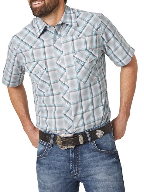 wrangler wrangler men s short sleeve 2 pocket western shirt walmart
